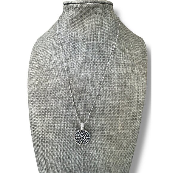 Reyhan Hakki Sterling Silver Black Sapphire Pendant Necklace 16" - Picture 1 of 11